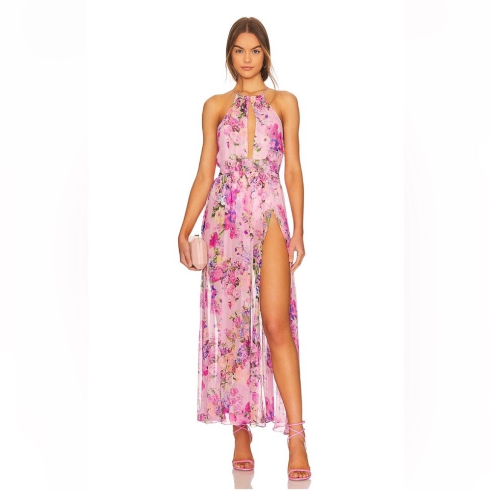 ROCOCO SAND Mist Halter Dress